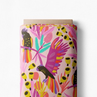 Woven co dig poplin parrot